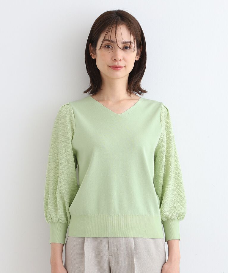 INDIVI「【洗える】袖コンシャス Vネックニット」|ニット・セーター|