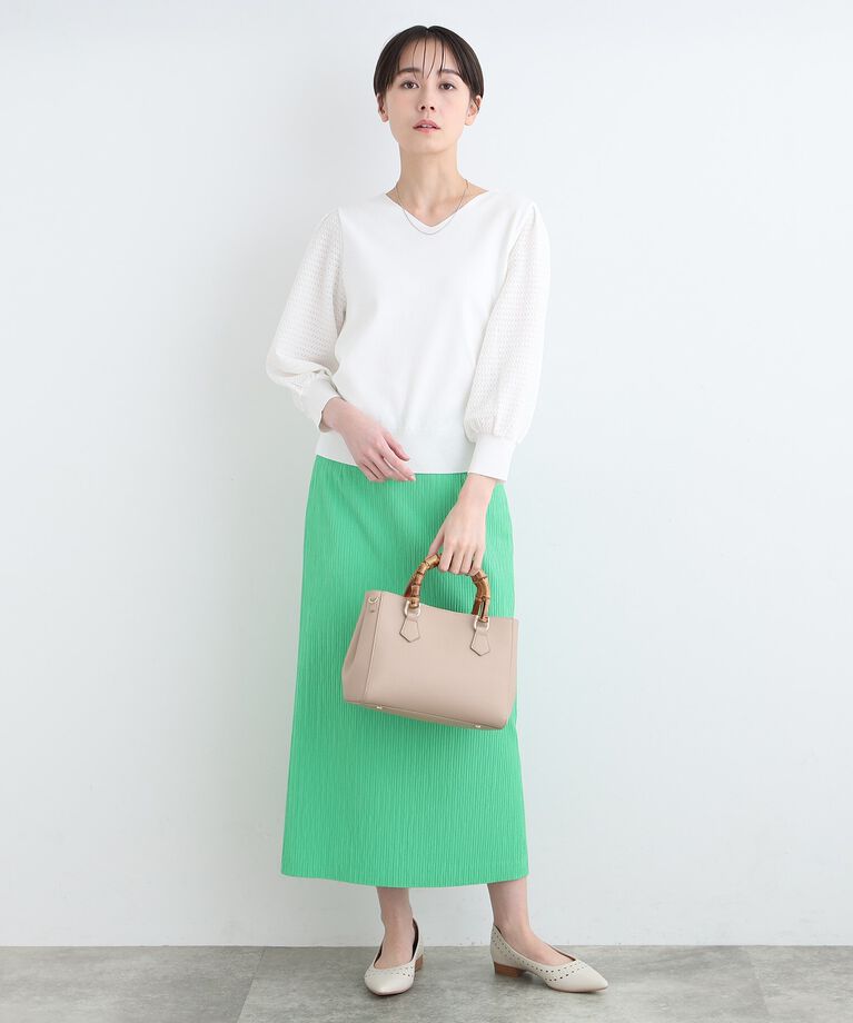 INDIVI「【洗える】袖コンシャス Vネックニット」|ニット・セーター|