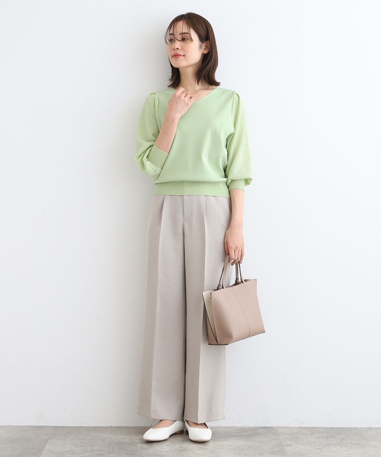 INDIVI「【洗える】袖コンシャス Vネックニット」|ニット・セーター|