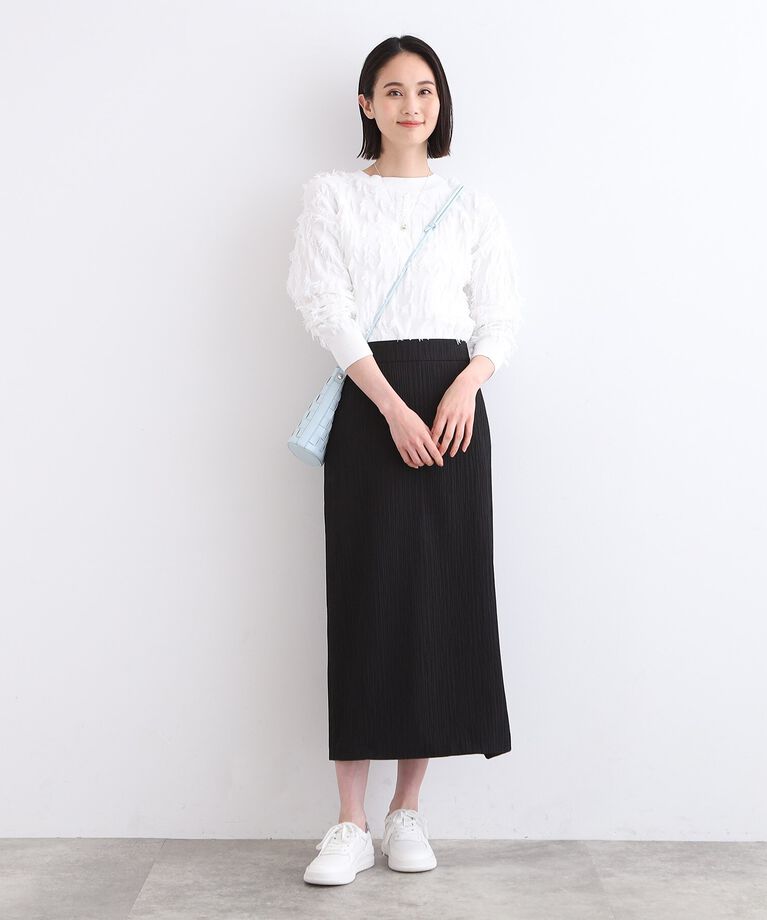 INDIVI「【洗える／SETUP可能】ストライプジャカード ストレートスカート」|スカート|