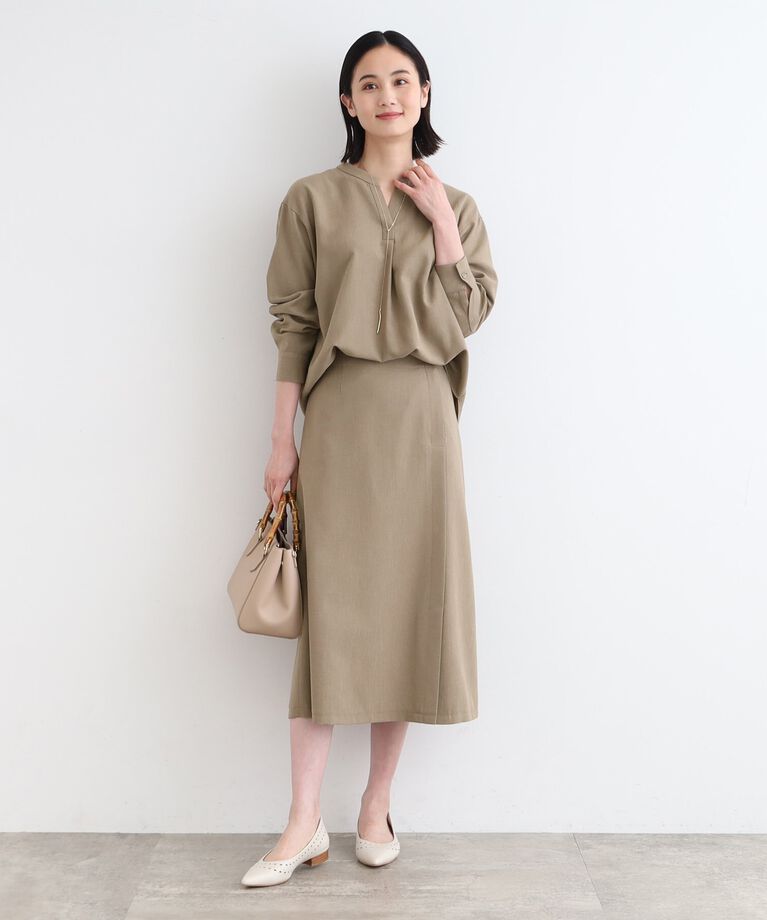 INDIVI「【洗える／SETUP可能】リネンライク スキッパーブラウス」|シャツ・ブラウス|