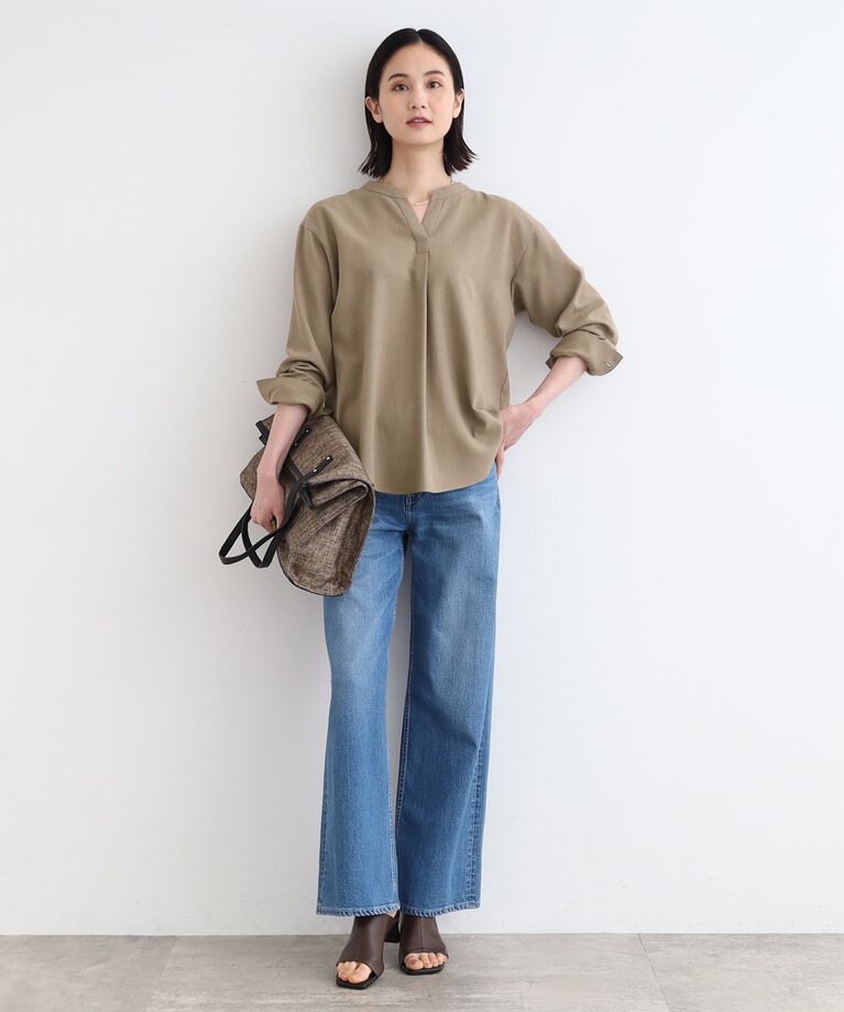 INDIVI「【洗える／SETUP可能】リネンライク スキッパーブラウス」|シャツ・ブラウス|