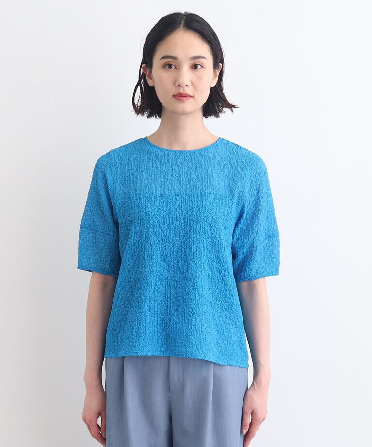 INDIVI「【洗える／凹凸素材】パフスリーブTブラウス」|Tシャツ・カットソー|