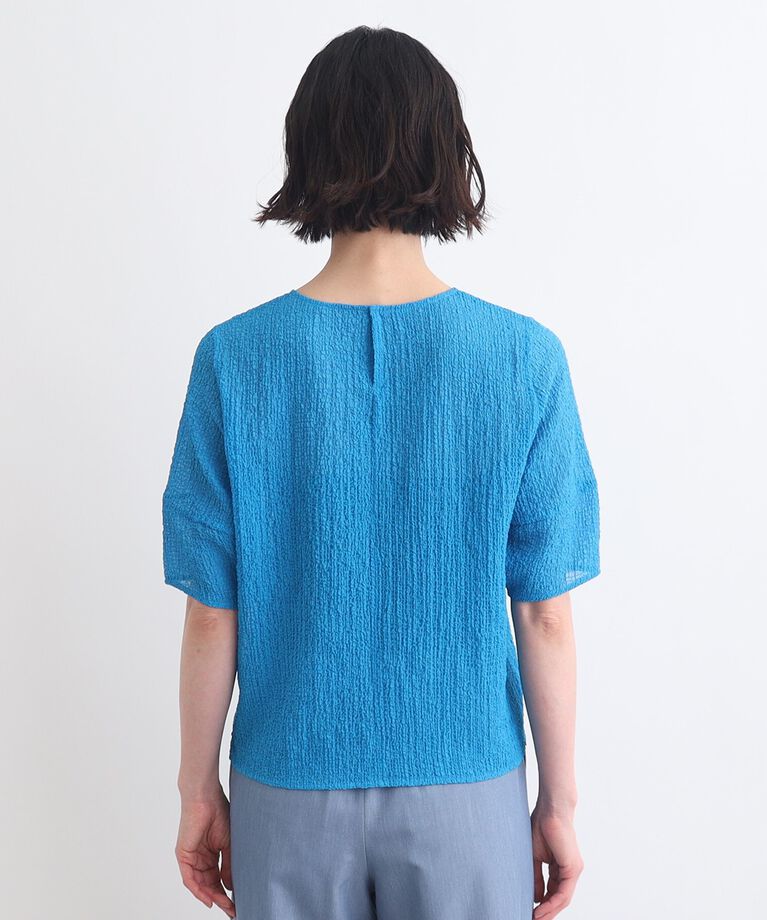 INDIVI「【洗える／凹凸素材】パフスリーブTブラウス」|Tシャツ・カットソー|