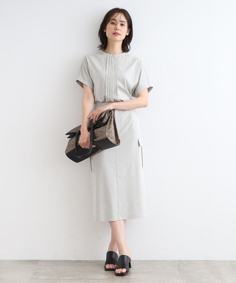 INDIVI「【UVケア／接触冷感／SETUP可能】麻混ストレッチ タックブラウス」|シャツ・ブラウス|