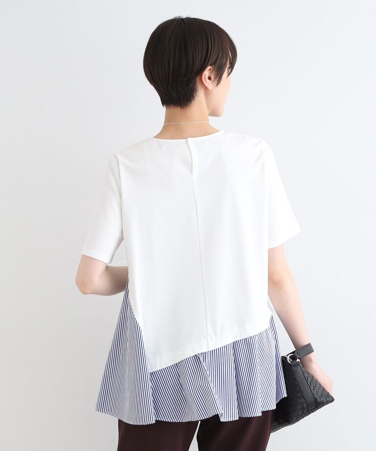 INDIVI「【洗える／ストライプ柄】レイヤード風Tシャツ」|Tシャツ・カットソー|