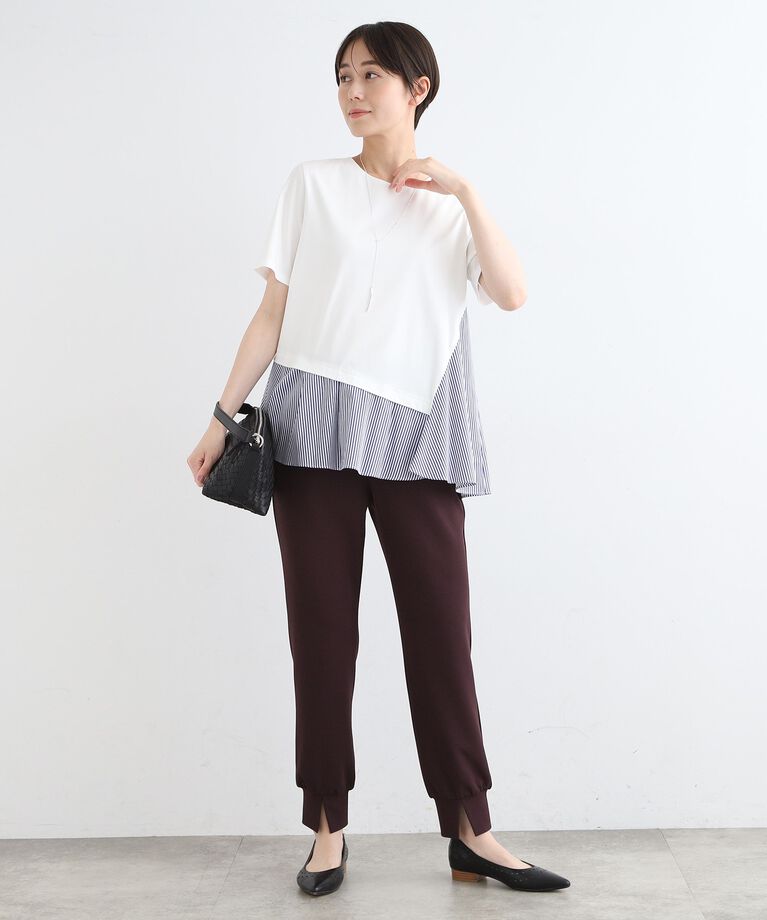 INDIVI「【洗える／ストライプ柄】レイヤード風Tシャツ」|Tシャツ・カットソー|