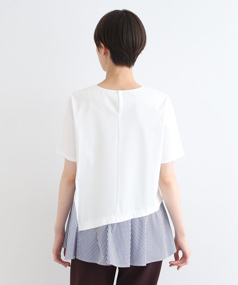 INDIVI「【洗える／ストライプ柄】レイヤード風Tシャツ」|Tシャツ・カットソー|