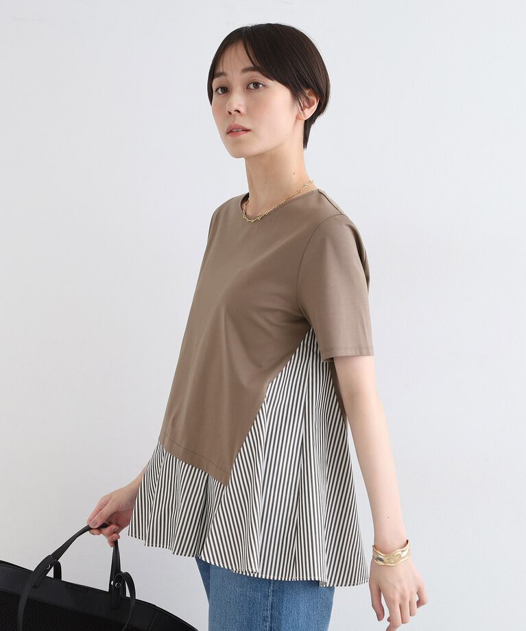 INDIVI「【洗える／ストライプ柄】レイヤード風Tシャツ」|Tシャツ・カットソー|