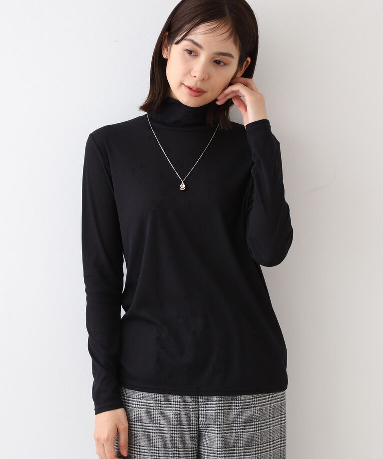 INDIVI「【洗える／インナー活躍！】ハイネックカットソートップス」|Tシャツ・カットソー|ﾌﾞﾗｯｸ(019)