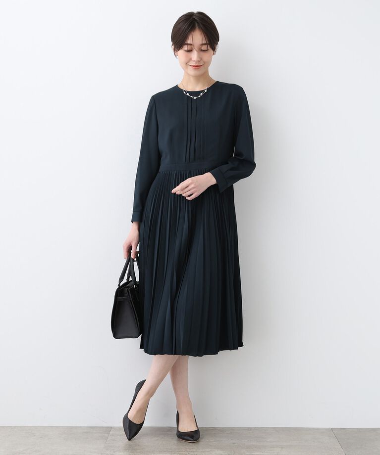 INDIVI「春SALE！【洗える】スタイルUPプリーツワンピース」|ワンピース|