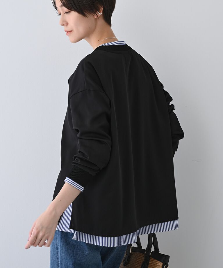 INDIVI「【洗える】異素材ドッキングトップス」|Tシャツ・カットソー|