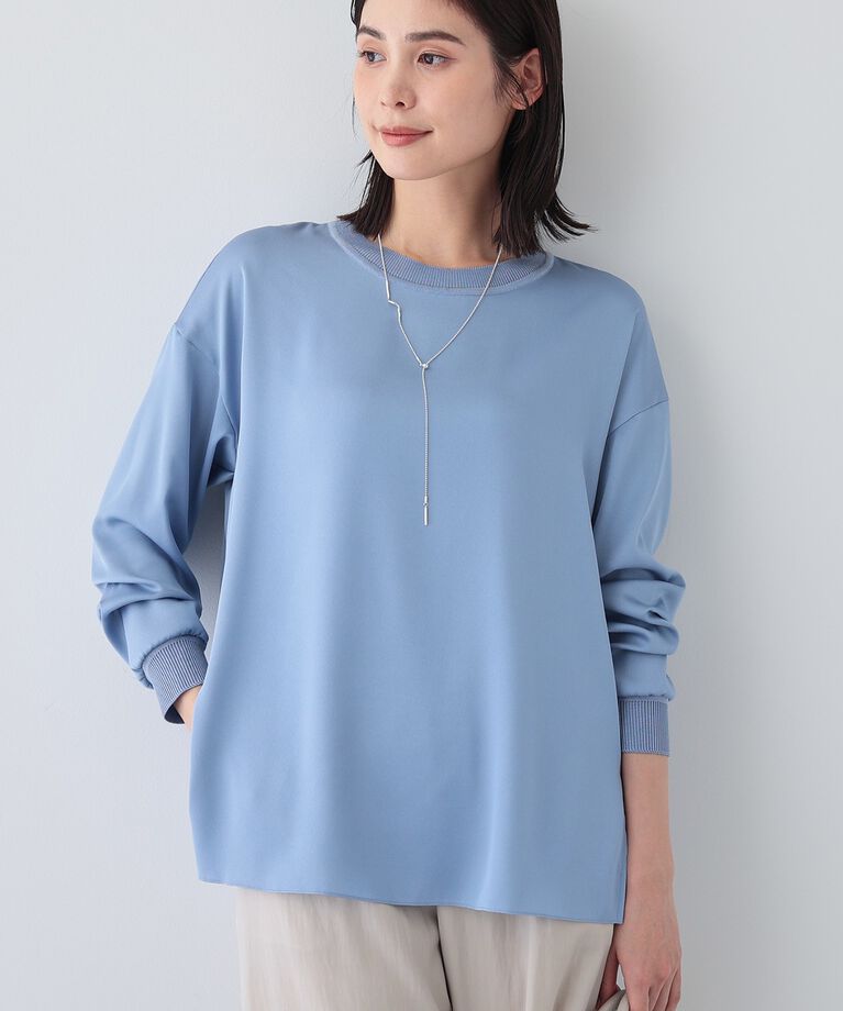 INDIVI「【洗える】異素材ドッキングトップス」|Tシャツ・カットソー|
