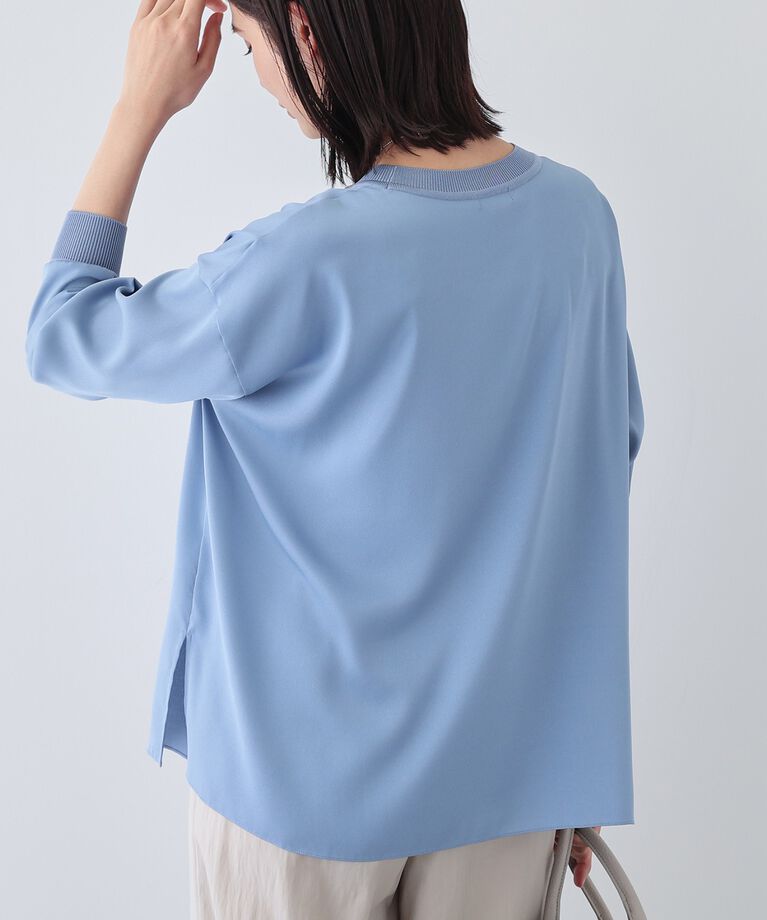 INDIVI「【洗える】異素材ドッキングトップス」|Tシャツ・カットソー|