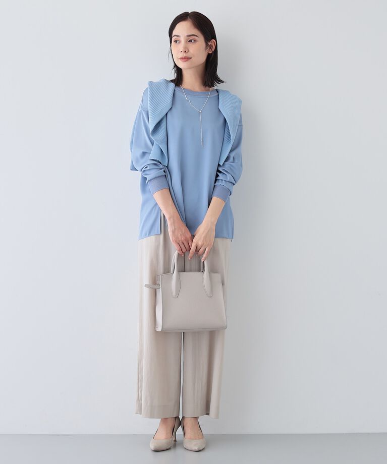 INDIVI「【洗える】異素材ドッキングトップス」|Tシャツ・カットソー|