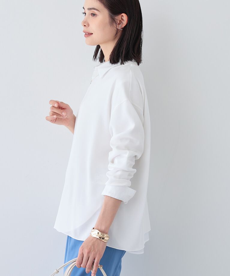 INDIVI「【洗える】異素材ドッキングトップス」|Tシャツ・カットソー|