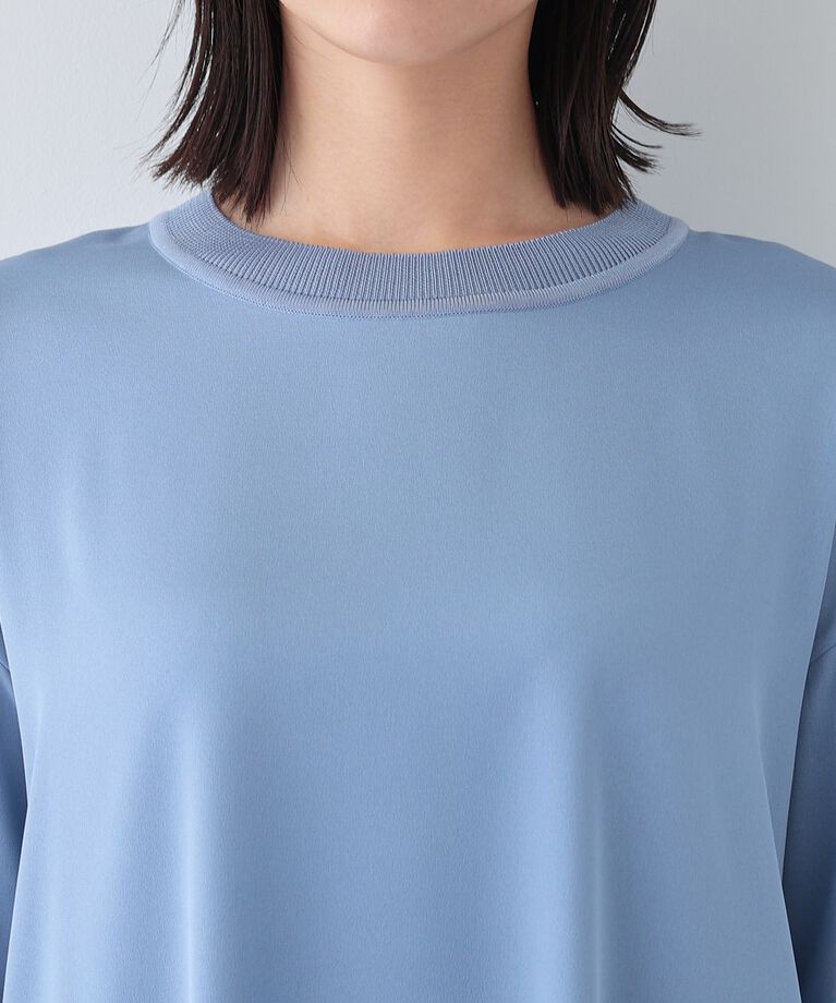 INDIVI「【洗える】異素材ドッキングトップス」|Tシャツ・カットソー|