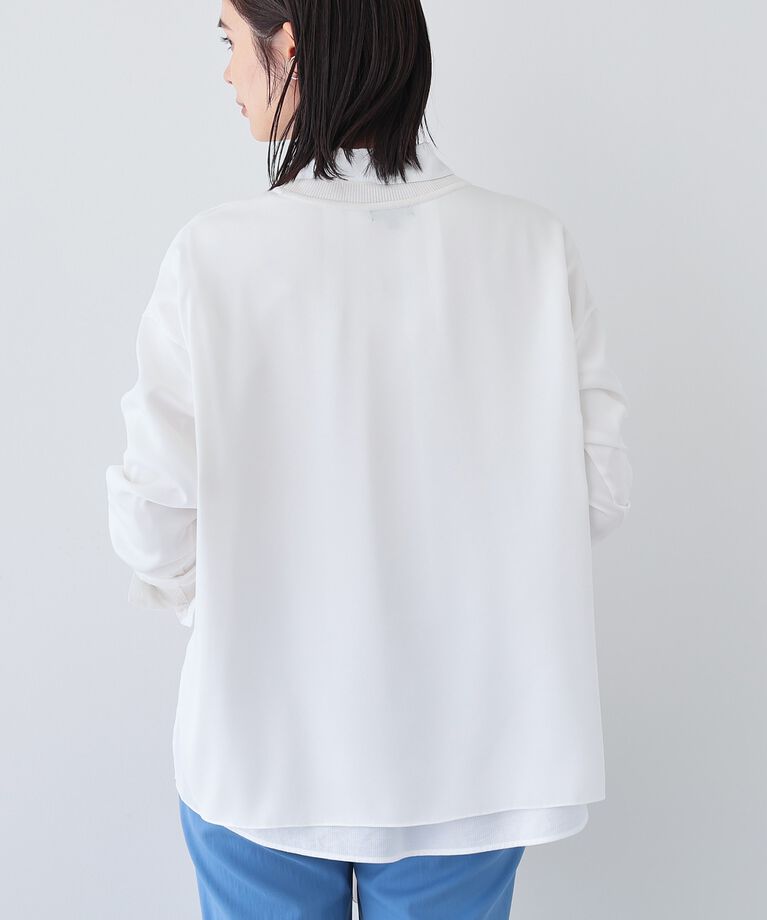 INDIVI「【洗える】異素材ドッキングトップス」|Tシャツ・カットソー|