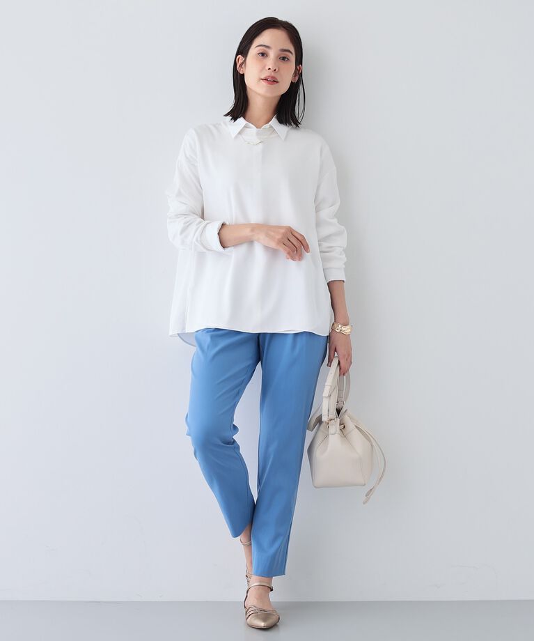 INDIVI「【洗える】異素材ドッキングトップス」|Tシャツ・カットソー|