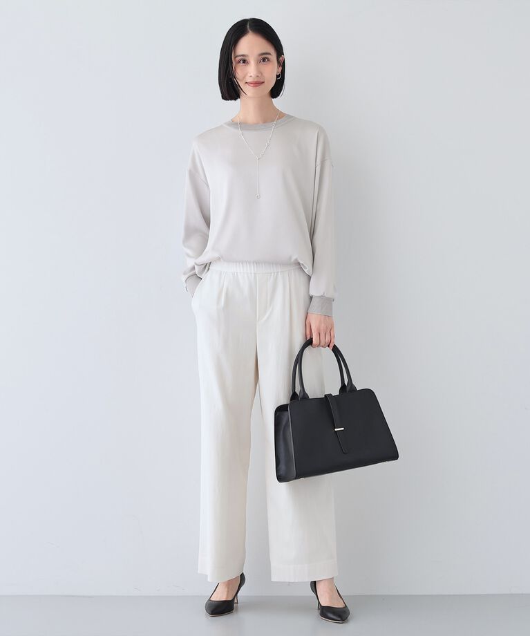 INDIVI「【洗える】異素材ドッキングトップス」|Tシャツ・カットソー|