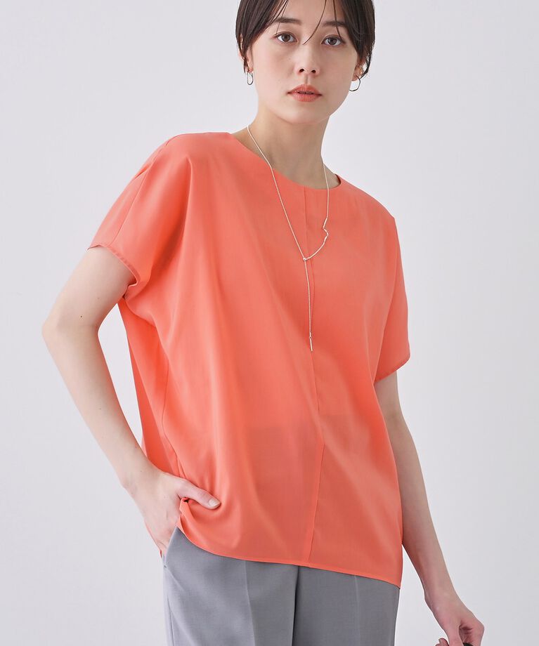 INDIVI「春SALE！【通気性◎撥水／接触冷感／UVケア】ドルマンスリーブブラウス」|シャツ・ブラウス|オレンジ(067)