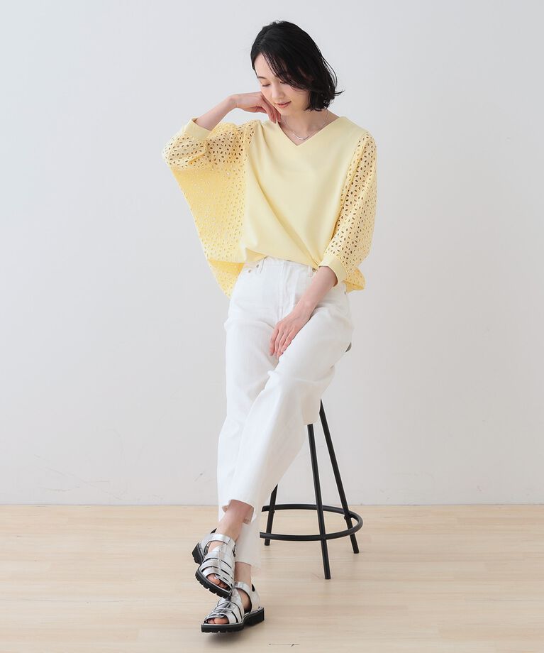 INDIVI「【洗える／体型カバー】レースコンビトップス」|Tシャツ・カットソー|