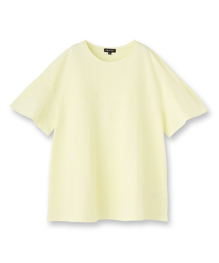 INDIVI「【洗える／体型カバー】凹凸素材フレアデザイントップス」|Tシャツ・カットソー|