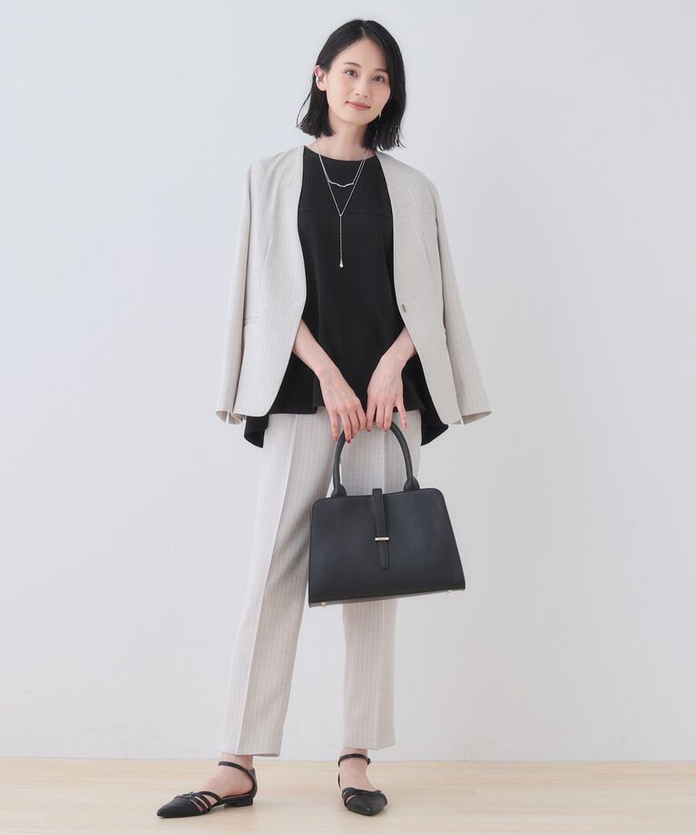 INDIVI「【洗える／体型カバー】凹凸素材フレアデザイントップス」|Tシャツ・カットソー|