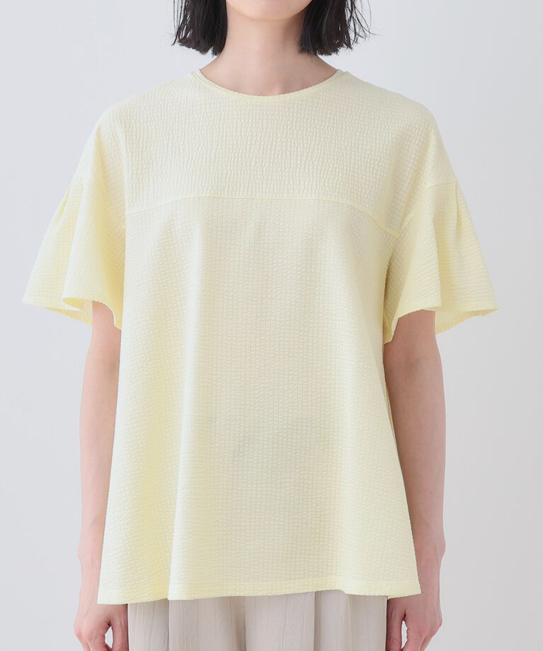 INDIVI「【洗える／体型カバー】凹凸素材フレアデザイントップス」|Tシャツ・カットソー|