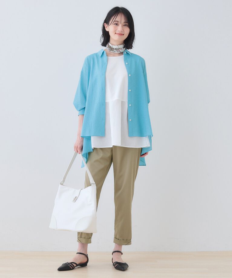 INDIVI「【洗える／高ストレッチ】クロップド丈サテンテーパードパンツ」|その他|