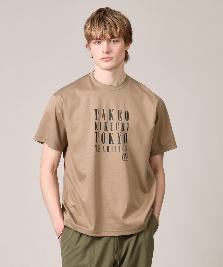 TAKEO KIKUCHI「【プリントT／日本製】メッセージ プリント Tシャツ」|Tシャツ・カットソー|ベージュ(052)