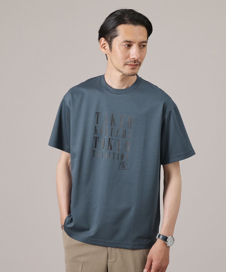 TAKEO KIKUCHI「【プリントT／日本製】メッセージ プリント Tシャツ」|Tシャツ・カットソー|ブルー(093)