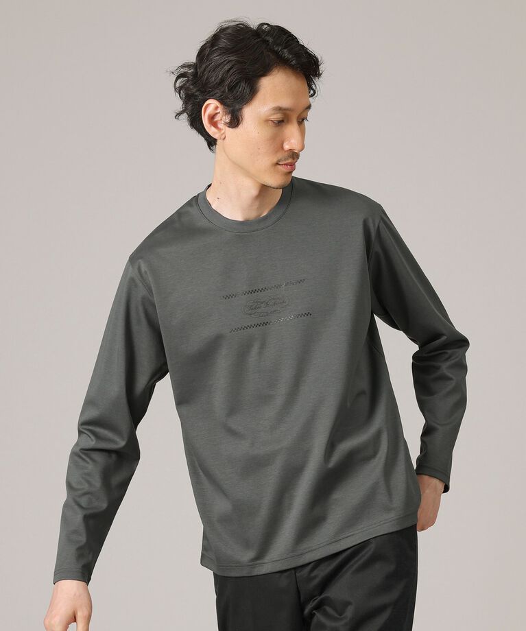 TAKEO KIKUCHI「カリグラフィーロゴ長袖ポンチTシャツ」|Tシャツ・カットソー|チャコールグレー(0