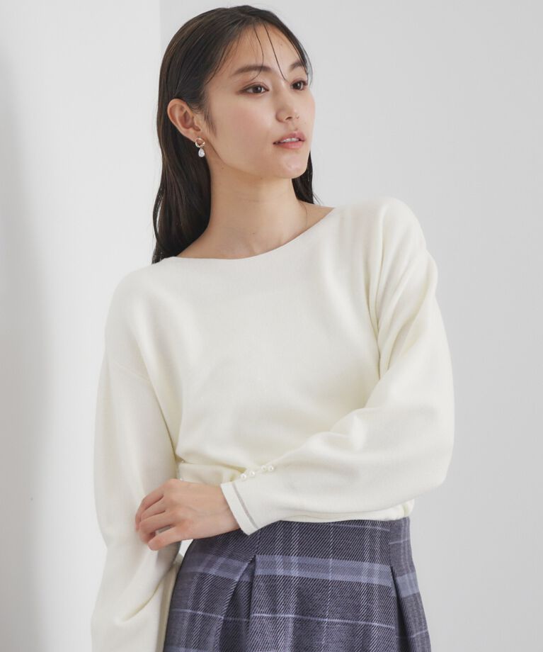 index「《6color/XS-LLsize》ボートネックドルマンニット【洗濯機洗い可】」|ニット・セーター|ｵﾌﾎﾜｲﾄ(003)