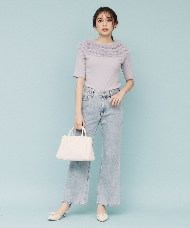 index「《美人百花掲載》チュールフリルリブトップス【洗濯機洗い可】」|Tシャツ・カットソー|