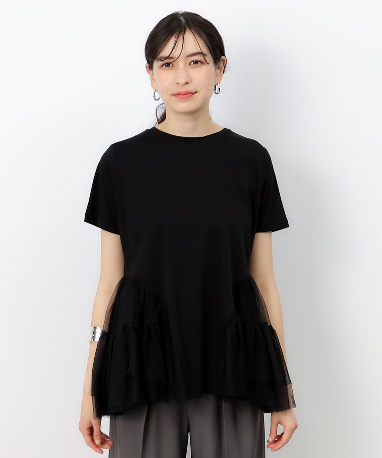 OPAQUE.CLIP「チュールドッキングティアードカットソー【洗濯機洗い可】」|Tシャツ・カットソー|