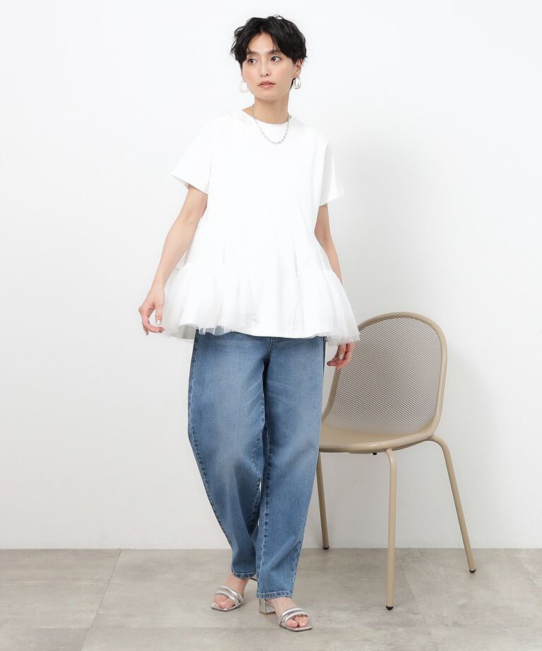 OPAQUE.CLIP「チュールドッキングティアードカットソー【洗濯機洗い可】」|Tシャツ・カットソー|