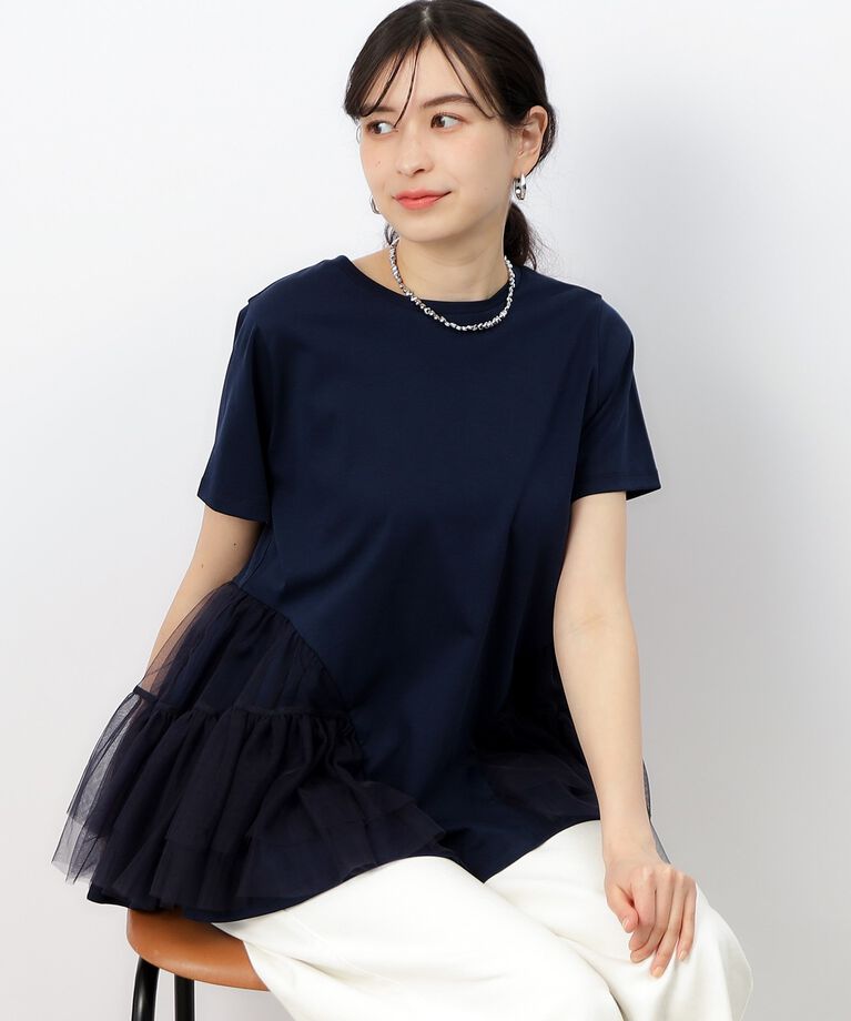 OPAQUE.CLIP「チュールドッキングティアードカットソー【洗濯機洗い可】」|Tシャツ・カットソー|