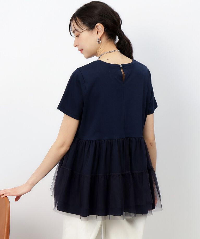 OPAQUE.CLIP「チュールドッキングティアードカットソー【洗濯機洗い可】」|Tシャツ・カットソー|
