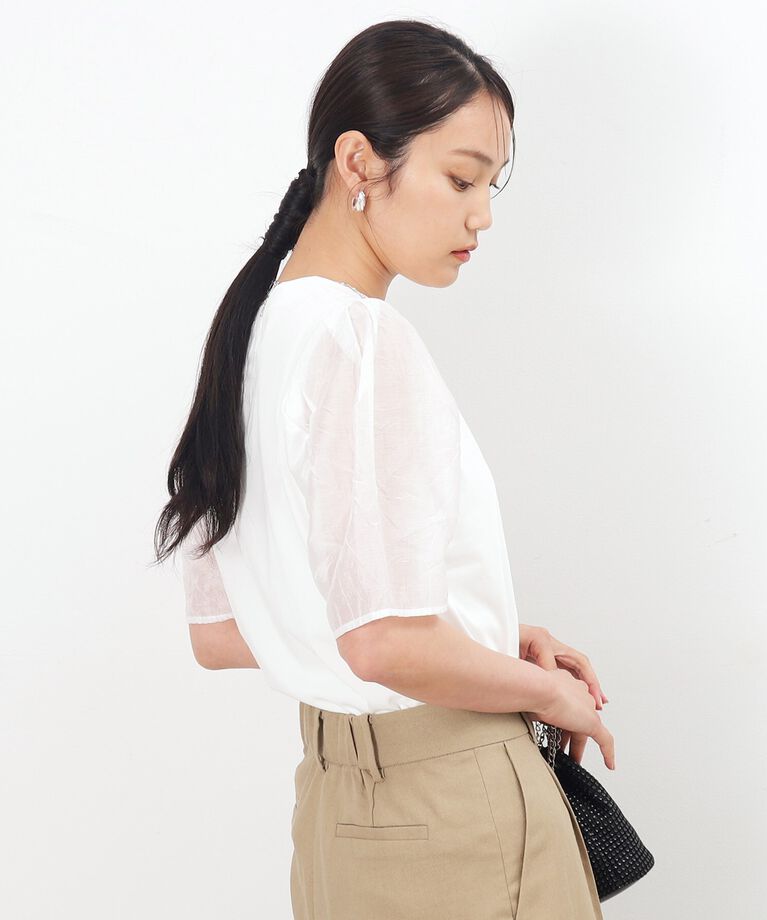 OPAQUE.CLIP「シアータックスリーブドッキングカットソー【洗濯機洗い可】」|Tシャツ・カットソー|