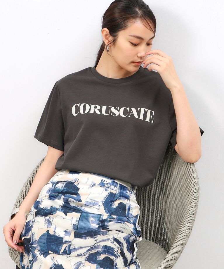 OPAQUE.CLIP「サイドスリットロゴTシャツ【洗濯機洗い可】」|Tシャツ・カットソー|チャコールグレー(0