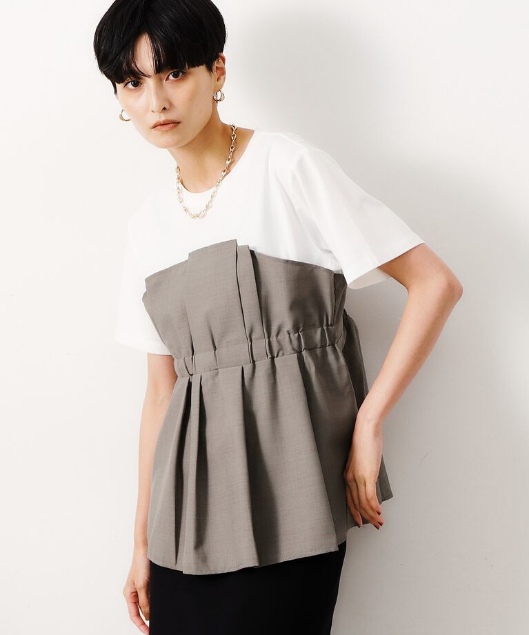 OPAQUE.CLIP「ビスチェドッキングカットソー【洗濯機洗い可】」|Tシャツ・カットソー|グレー(512)