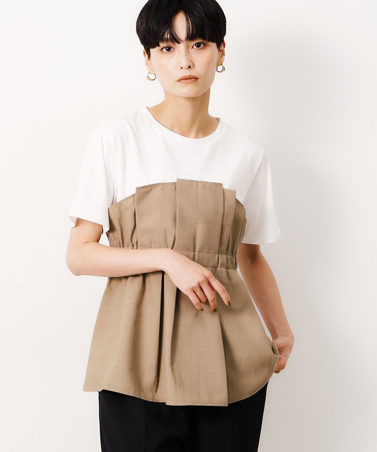 OPAQUE.CLIP「ビスチェドッキングカットソー【洗濯機洗い可】」|Tシャツ・カットソー|ベージュ(552)
