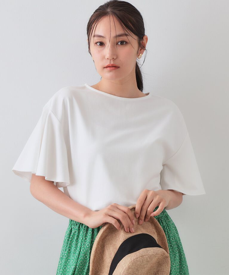 OPAQUE.CLIP「《S-LLサイズ》フレアスリーブカッソー【UV/接触冷感/洗濯機洗い可】」|Tシャツ・カットソー|ホワイト(001)