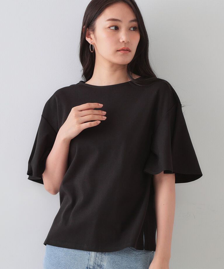 OPAQUE.CLIP「《S-LLサイズ》フレアスリーブカッソー【UV/接触冷感/洗濯機洗い可】」|Tシャツ・カットソー|ブラック(019)