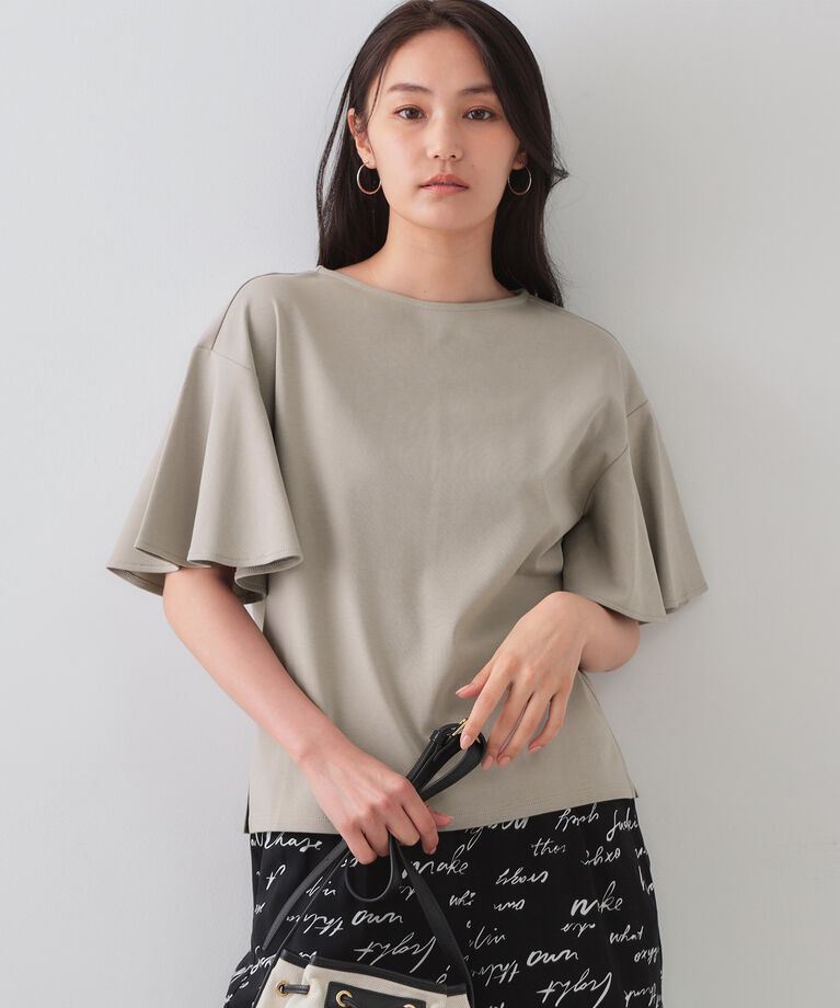 OPAQUE.CLIP「《S-LLサイズ》フレアスリーブカッソー【UV/接触冷感/洗濯機洗い可】」|Tシャツ・カットソー|グレージュ(050)