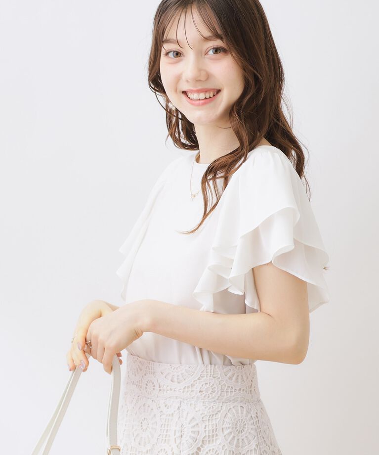 Couture broach「【接触冷感・UV・アンチピリング・二の腕カバー】フレアスリーブカットソー」|Tシャツ・カットソー|
