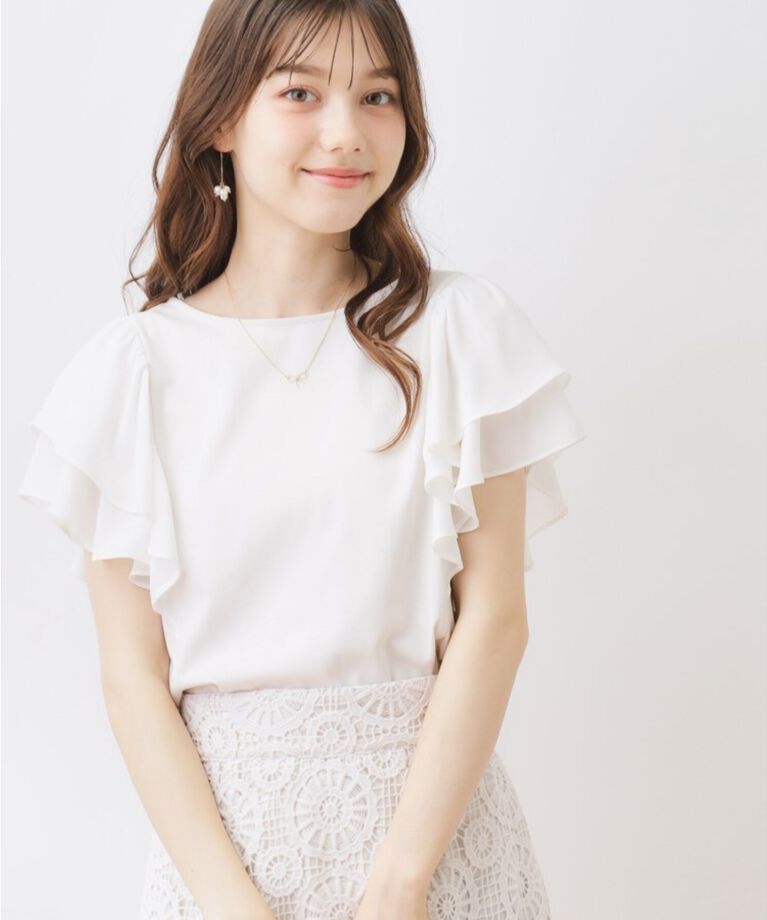 Couture broach「【接触冷感・UV・アンチピリング・二の腕カバー】フレアスリーブカットソー」|Tシャツ・カットソー|