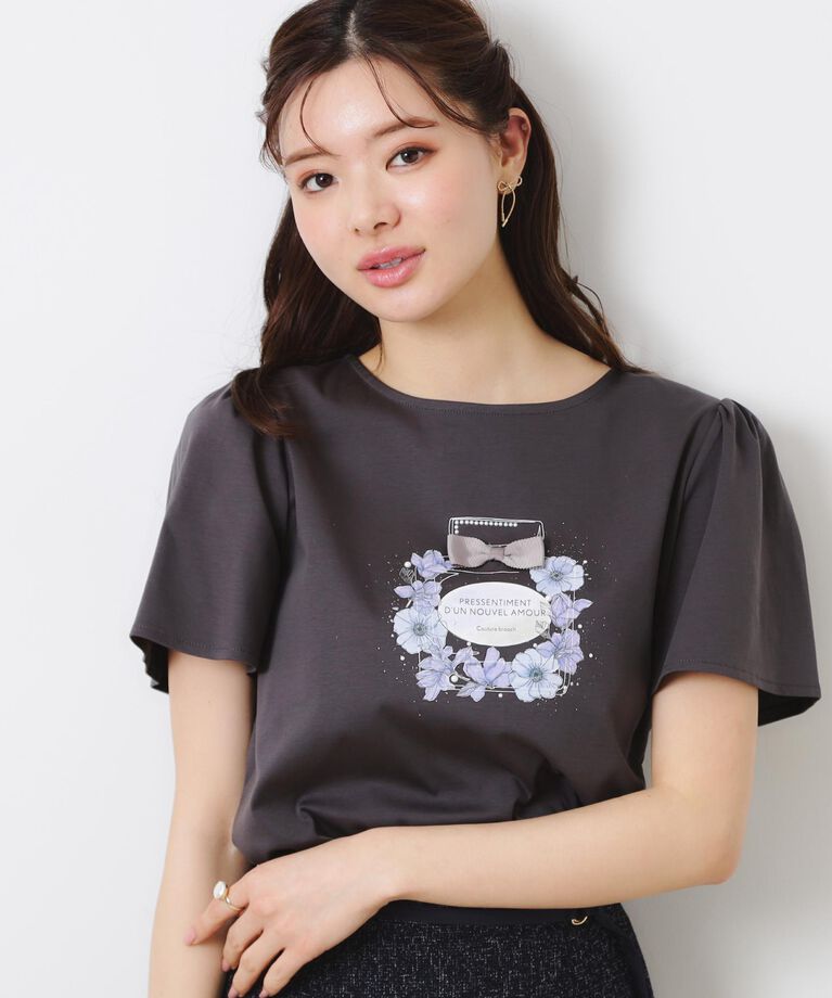 Couture broach「【接触冷感・UVカット】パフュームプリントTシャツ」|Tシャツ・カットソー|チャコールグレー(0