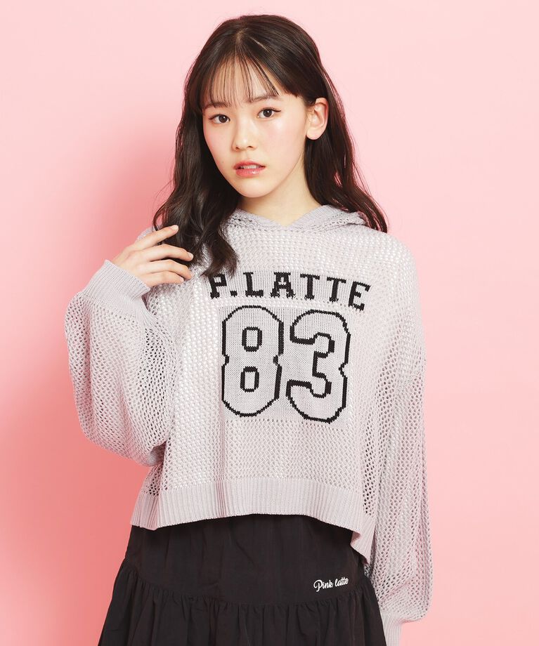 PINK-latte「【セットアイテム】ナンバリングメッシュ＋ロンT」|ニット・セーター|